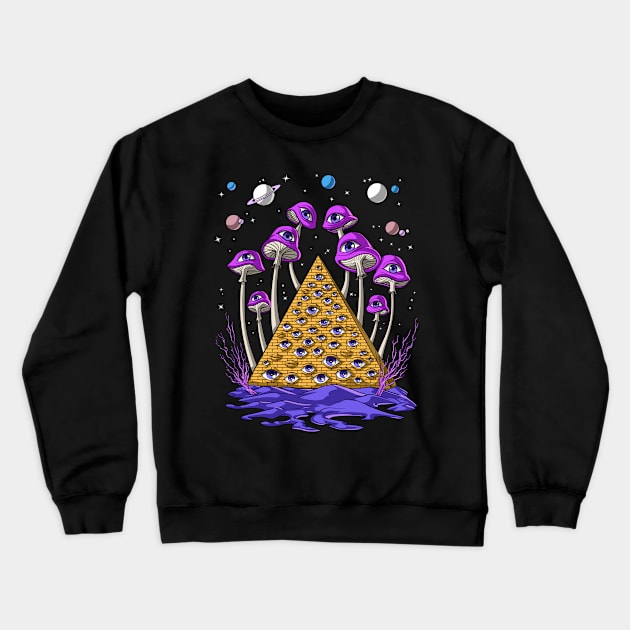 Psychedelic Pyramid Mushrooms Crewneck Sweatshirt by underheaven